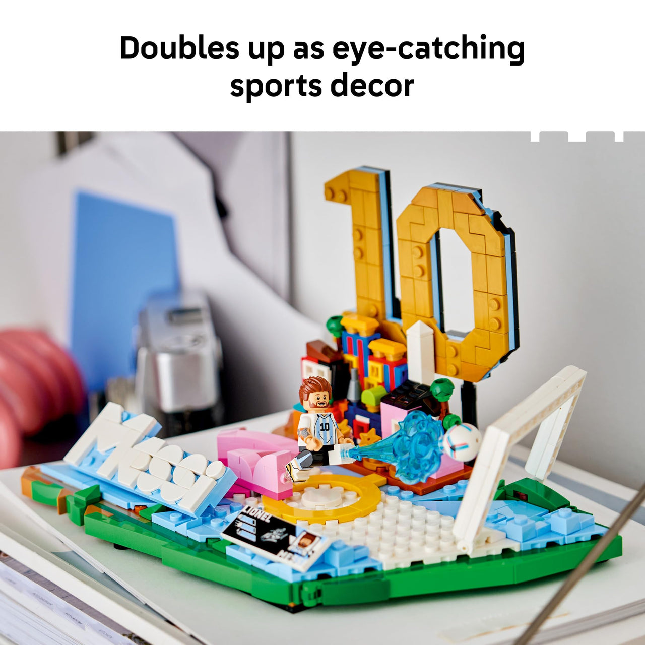 LEGO Editions Lionel Messi – Soccer Highlights - Building Set for Boys & Girls, Ages 10+ - Collectible Soccer Gift with Plaque - Kids Bedroom or Shelf Decor - 43011