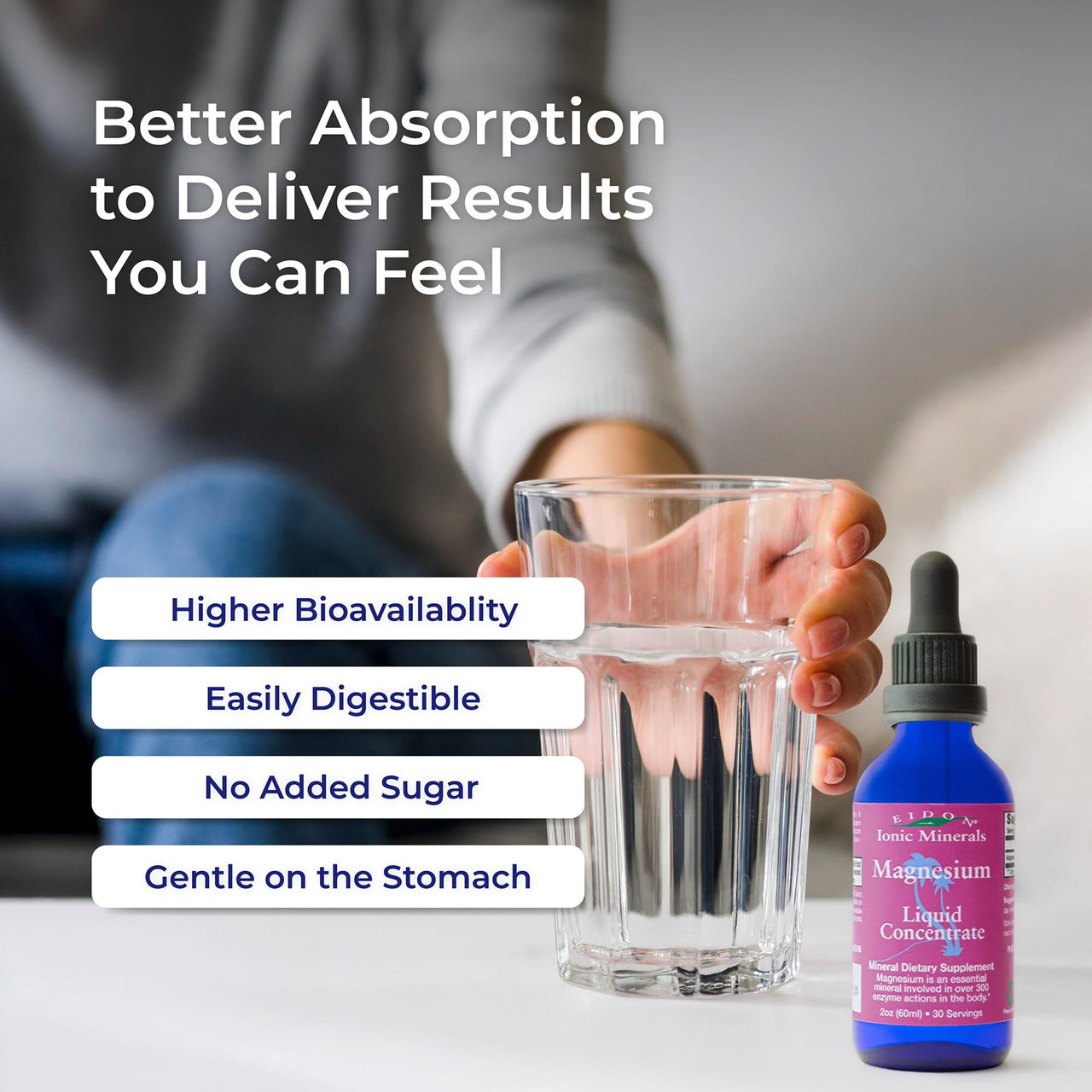 Eidon Liquid Magnesium Concentrate - Ionic Magnesium Chloride Drops for Men and Women, Supports a Sense of Calm and Muscle Relaxation, Bioavailable, No Additives or Preservatives - 2 oz