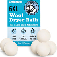 Thumbnail for Smart Sheep Wool Dryer Balls - 6-Pack - XL Premium Natural Fabric Softener Award-Winning - Wool Balls Replaces Dryer Sheets - Wool Balls for Dryer - Laundry Balls for Dryer