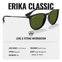 Thumbnail for Ray-Ban RB4171 ERIKA CLASSIC POLARIZED Phantos Shaped Sunglasses for Men & Women – Includes Official Rayban Eyewear Kit – Ideal Formal & Casual Wear Sunglasses – G-15 Green Lens