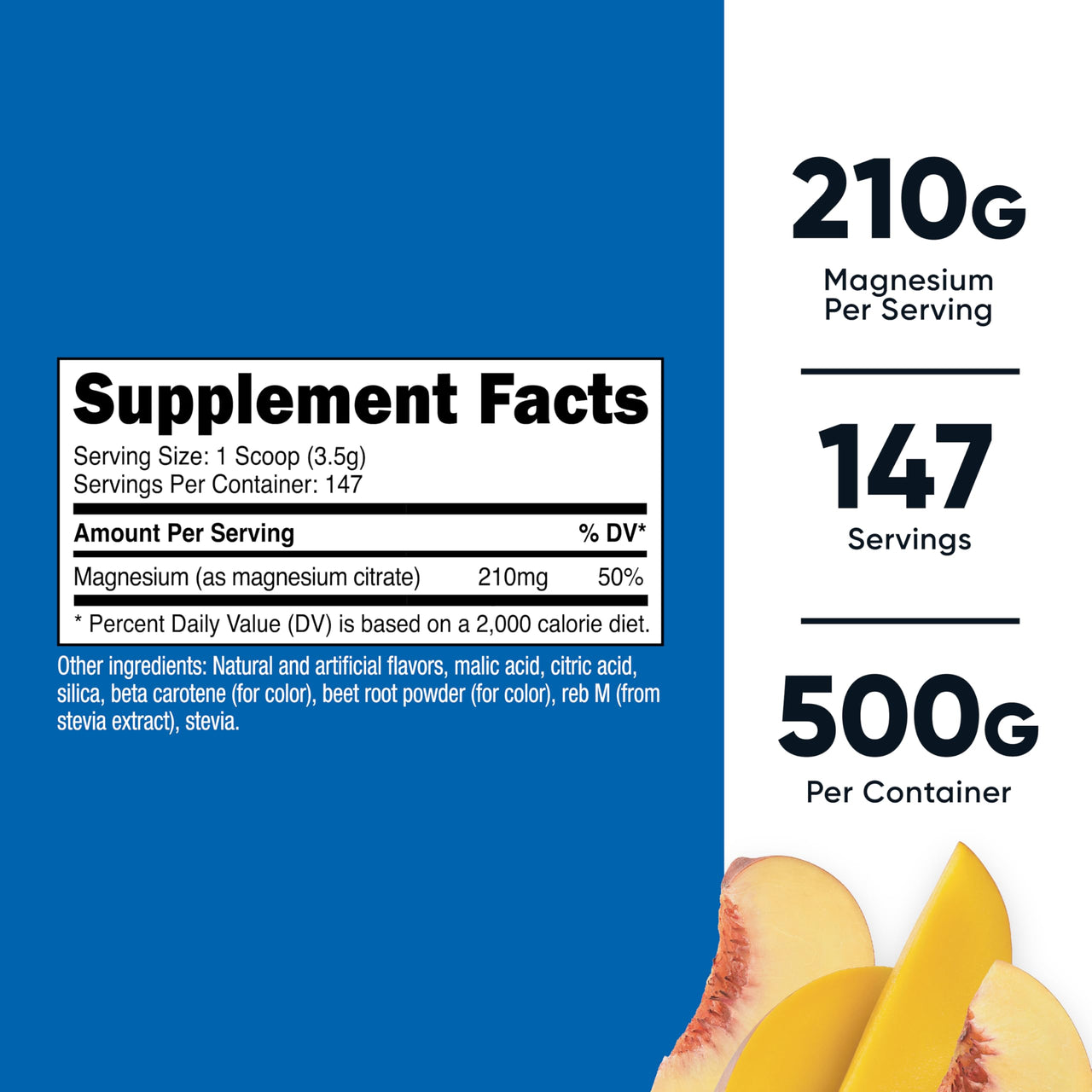 Nutricost Magnesium Citrate Powder (Peach Mango, 500 Gram)