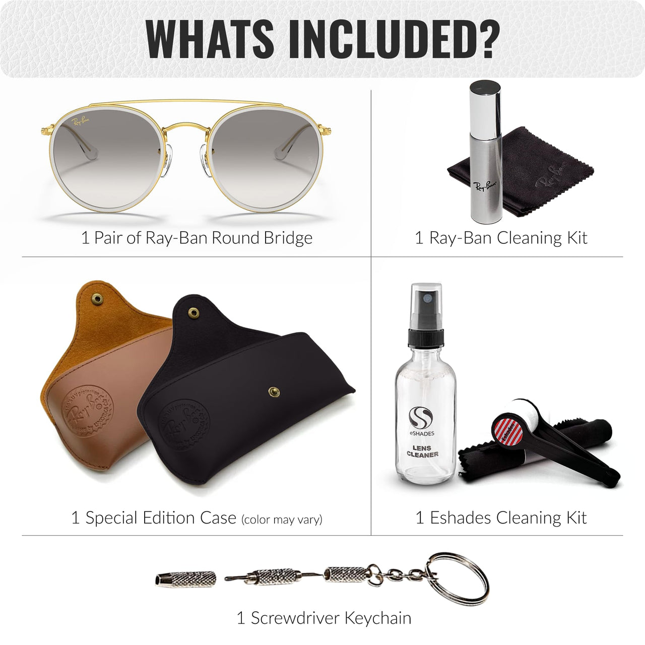 Ray-Ban RB3647N ROUND DOUBLE BRIDGE Round Shaped Non-Polarized Sunglasses for Men & Women – Includes Official RAYBAN Eyewear Kit – Ideal Formal & Casual Wear Sunglasses – Clear Grey Lens