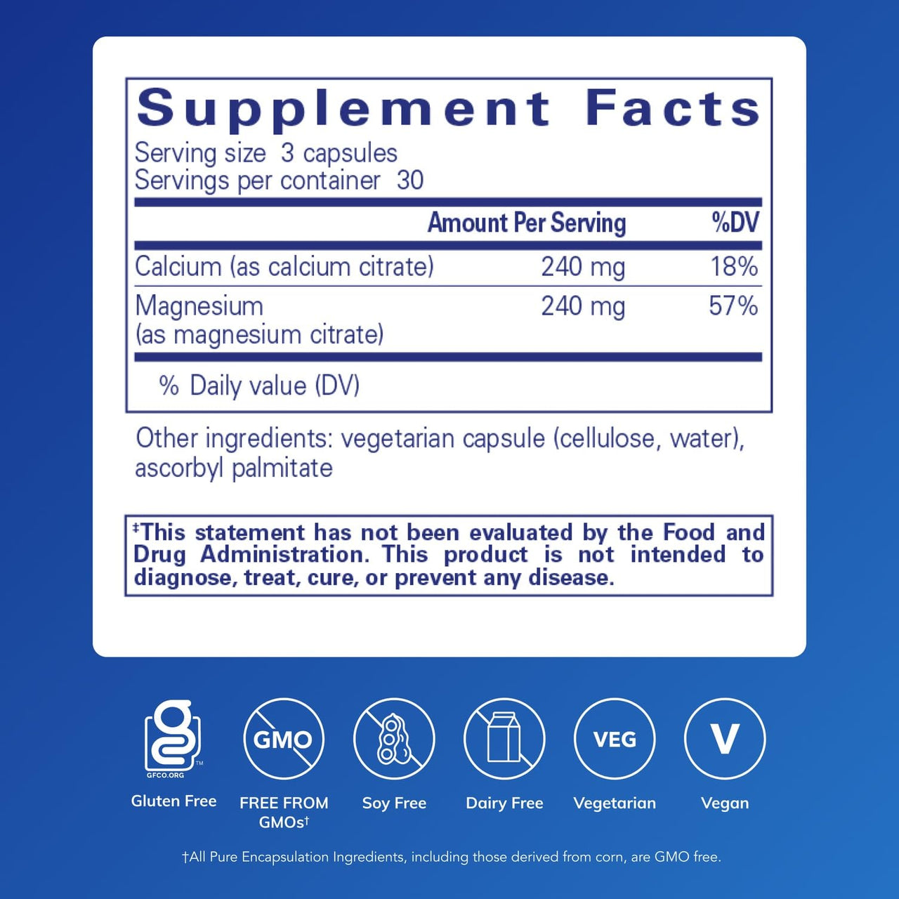 Pure Encapsulations Calcium Magnesium (Citrate) - 240 g Calcium & 240 g Magnesium - Bone Health Support* - Non-GMO & Vegan - 90 Capsules