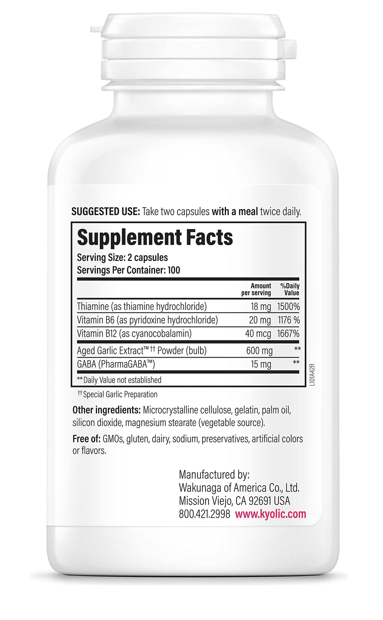 Kyolic Aged Garlic Extract Formula 101, Stress and Fatigue Relief*, 200 Capsules.