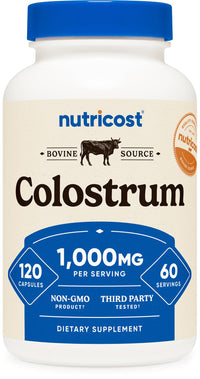 Thumbnail for Nutricost Colostrum 1000mg, 120 Capsules - Gluten Free & GMO Free, 60 Servings