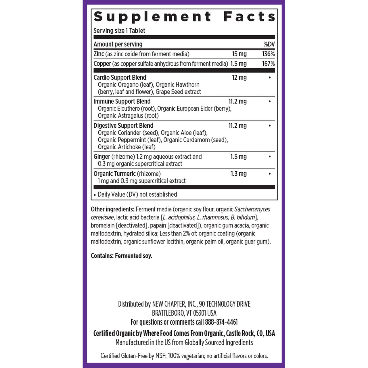 New Chapter Zinc Supplement, Fermented Zinc Complex, ONE Daily for Immune Support + Skin Health, Mineral-Balancing Formula Rich in Copper, Easy to Swallow & Digest, 30 Count (1 Month Supply)