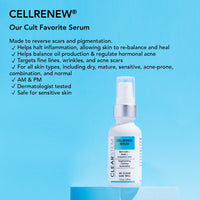 Thumbnail for CLEARSTEM - CELLRENEW - Collagen Stem Cell Serum - Acne + Youthful Skin Face Serum - Hyaluronic Acid, Reishi, Aloe Vera - Facial Skin Care Products - Vegan, Gluten Free, Cruelty Free - 1 fl oz / 29ml