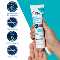 Thumbnail for CeraVe Acne Foaming Cream Cleanser, 4% Benzoyl Peroxide Face Wash With Hyaluronic Acid, Niacinamide & Ceramides, Gentle Daily Acne Treatment For Face
