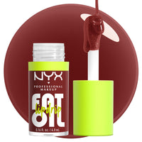 Thumbnail for NYX PROFESSIONAL MAKEUP Fat Oil Lip Drip, Moisturizing Lip Oil Gloss, Vegan Tinted Formula, Up to 12 HR Hydration - Inside Scoop (Plum Brown)