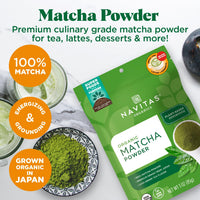Thumbnail for Navitas Organics Matcha Powder – For Tea, Lattes, Smoothies, Desserts & More – Energy & Antioxidants – Premium Culinary Grade – USDA Organic, Non GMO, Gluten Free, Kosher, Vegan (3oz. Bag 85 Servings)