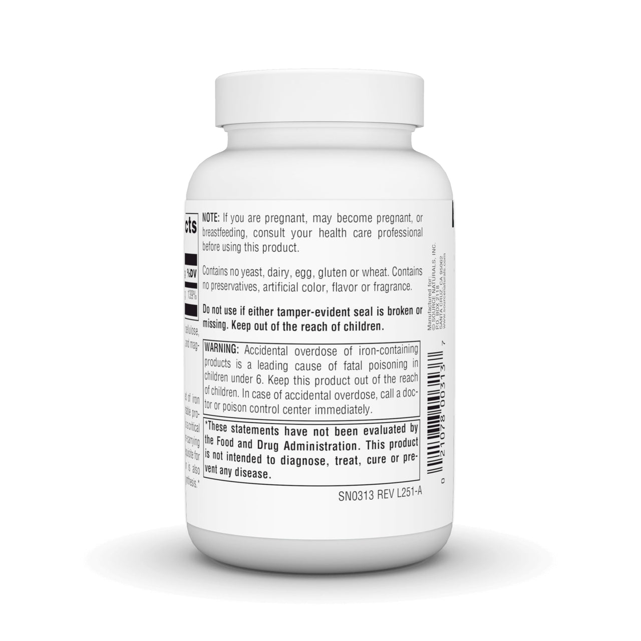 Source Naturals Iron, Amino Acid Chelate - Supports Energy Production* 25mg - 250 Tablets