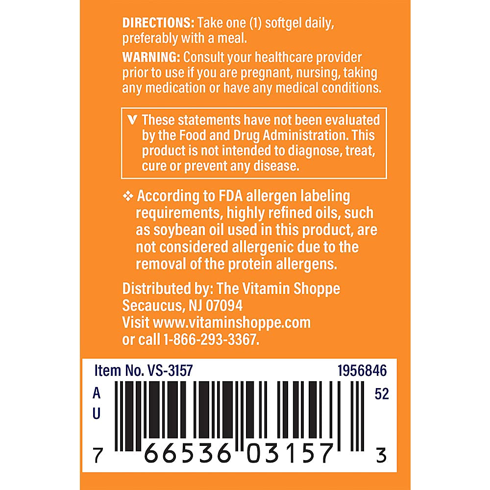 The Vitamin Shoppe Astaxanthin (Solasta) That Supports Brain & Heart Health and Skin for Healthy Aging (60 Softgels)