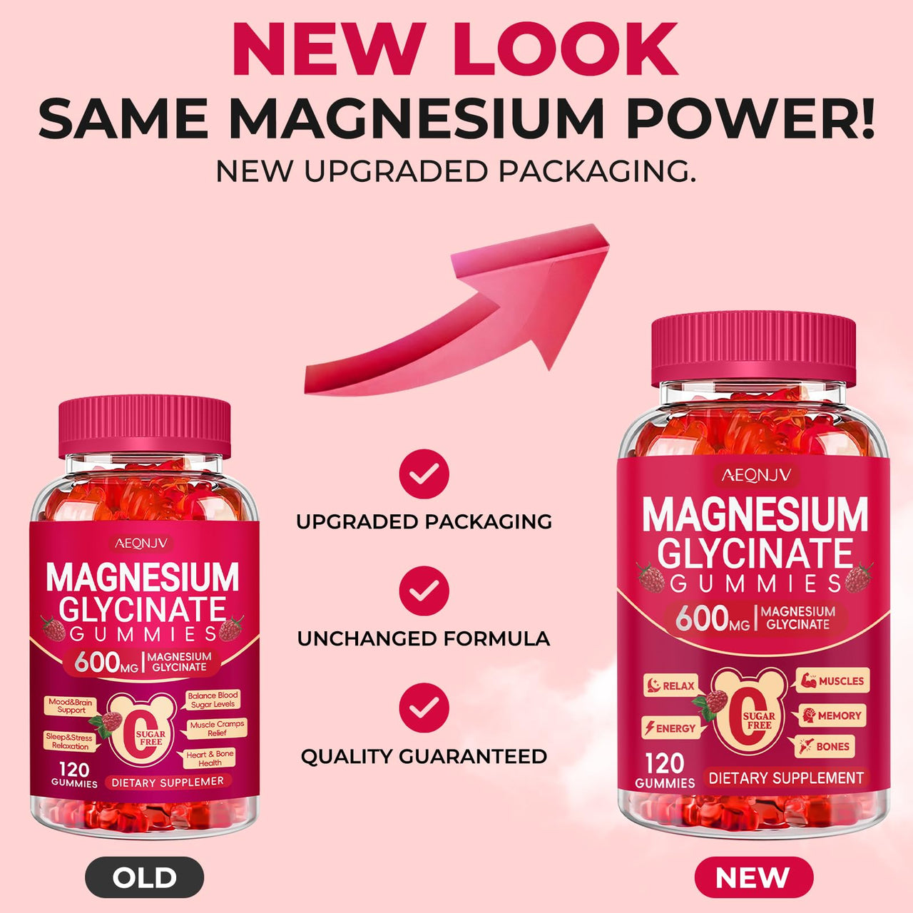 Magnesium Glycinate Gummies 600mg, Sugar Free Magnesium Gummies for Adults, Chewable Potassium Supplements for Body Support, Zzz and Relaxation, 120 Count