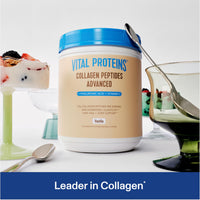 Thumbnail for Vital Proteins Collagen Peptides Advanced, Hydrolyzed Peptides with Hyaluronic Acid and Vitamin C - Vanilla Flavor Powder, 21oz
