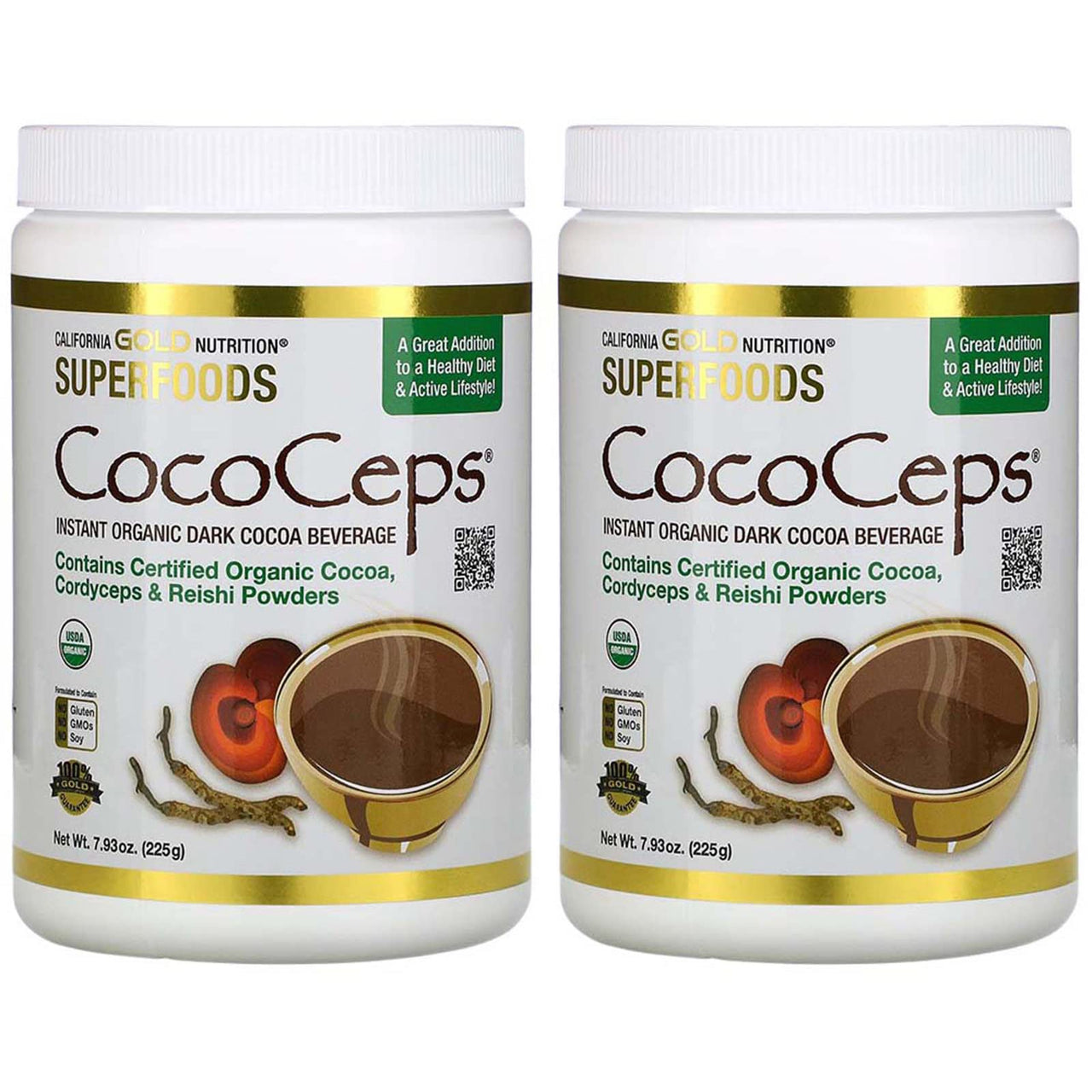 California Gold Nutrition, CocoCeps, (2 Pack) Instant Organic Dark Cocoa Beverage, 7.93 oz (225 g)