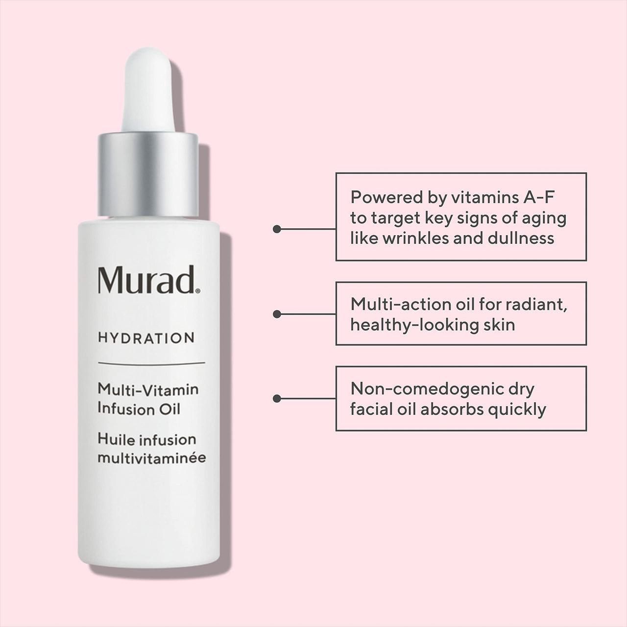Murad Multi-Vitamin Infusion Facial Oil - Absorbs Quickly and Moisturizes with Vitamins A-F - Hydration Anti-Aging Skin Treatment Backed by Science, 1.0 Oz