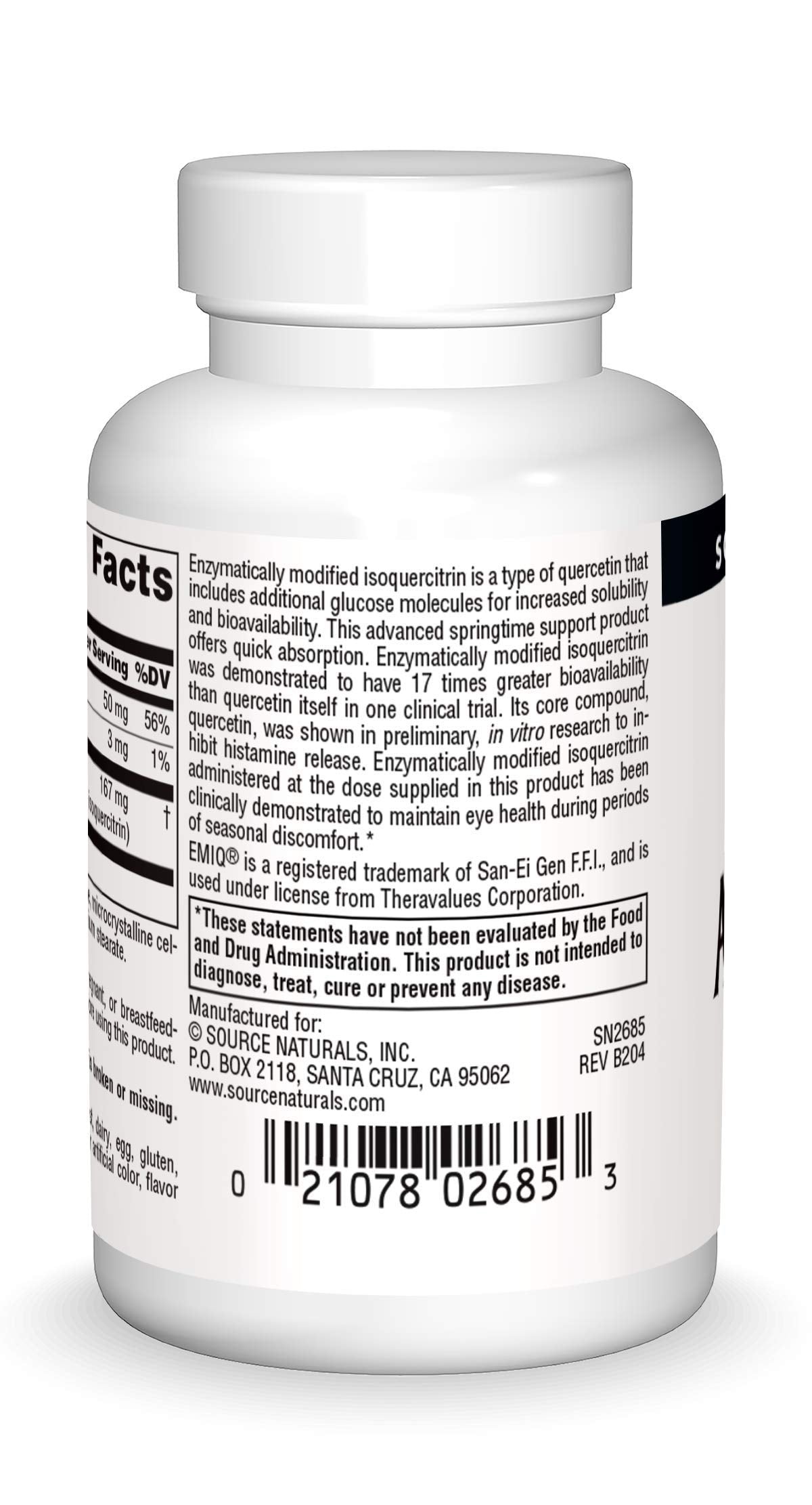 Source Naturals AllerStrength Fast-Acting Seasonal Immune Support - Highly Bioavailable Quercetin* - 30 Tablets