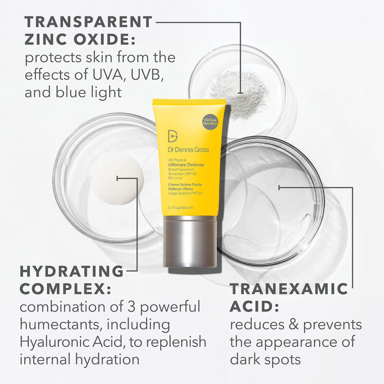 Dr Dennis Gross All-Physical Ultimate Defense Sunscreen Broad Spectrum SPF 50: 100% Mineral Sunscreen, Water & Sweat Resistant, Oil-Free, 1.7 fl oz
