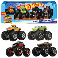 Thumbnail for Hot Wheels Monster Trucks 4-Pack, Set of 4 1:64 Scale Toy Vehicles with Giant Wheels (Styles May Vary)