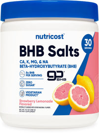 Thumbnail for Nutricost BHB Salts Drink Mix (30 Servings, Strawberry Lemonade Flavored) (5G BHB Per Serving) - 0G Total Sugars, Vegetarian Product