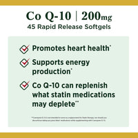 Thumbnail for Nature's Bounty CoQ10, Heart Health and Healthy Aging, Dietary Supplement, 200mg, 45 Rapid Release Softgels