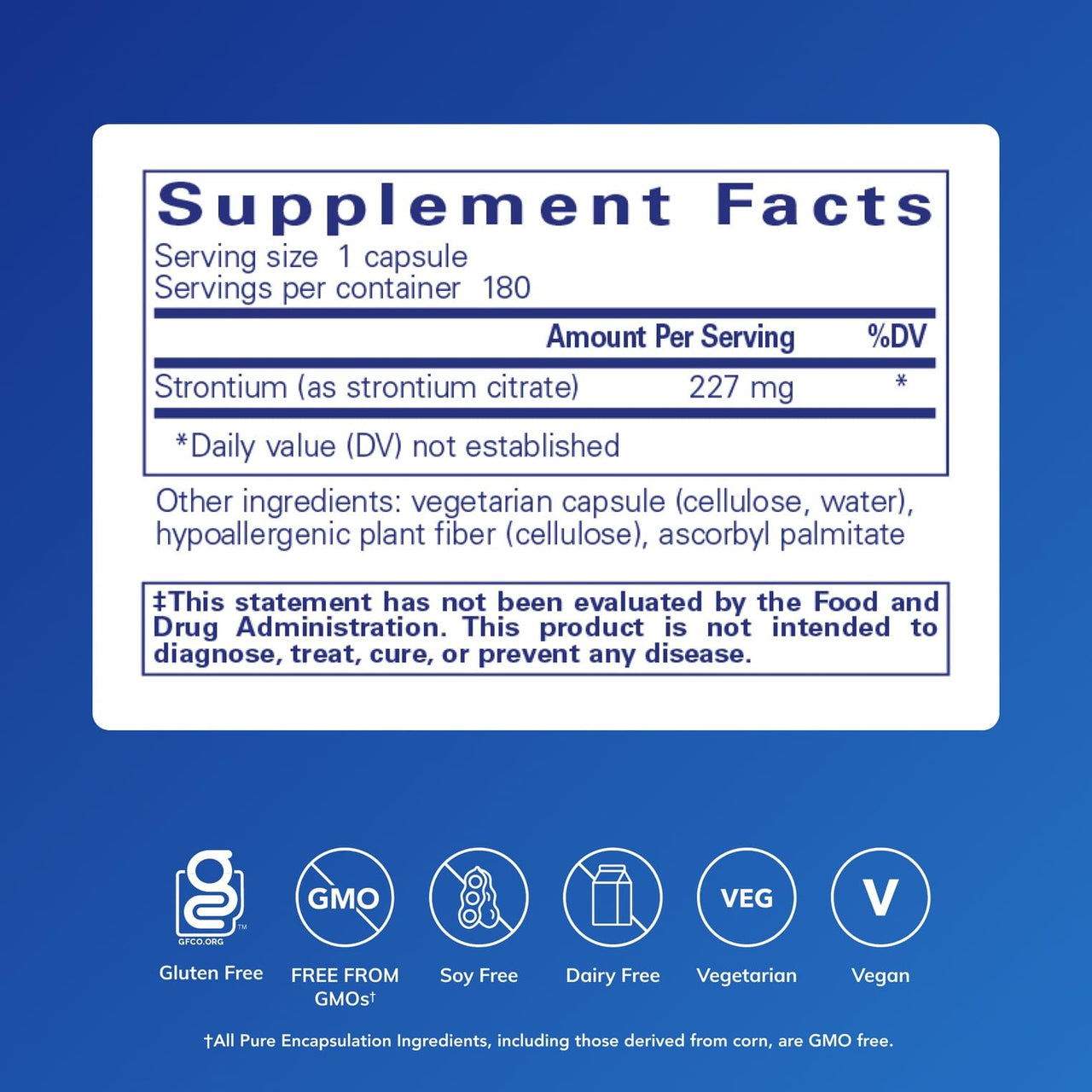 Pure Encapsulations Strontium (Citrate) | Hypoallergenic Dietary Supplement to Support Healthy Bones* | 180 Capsules