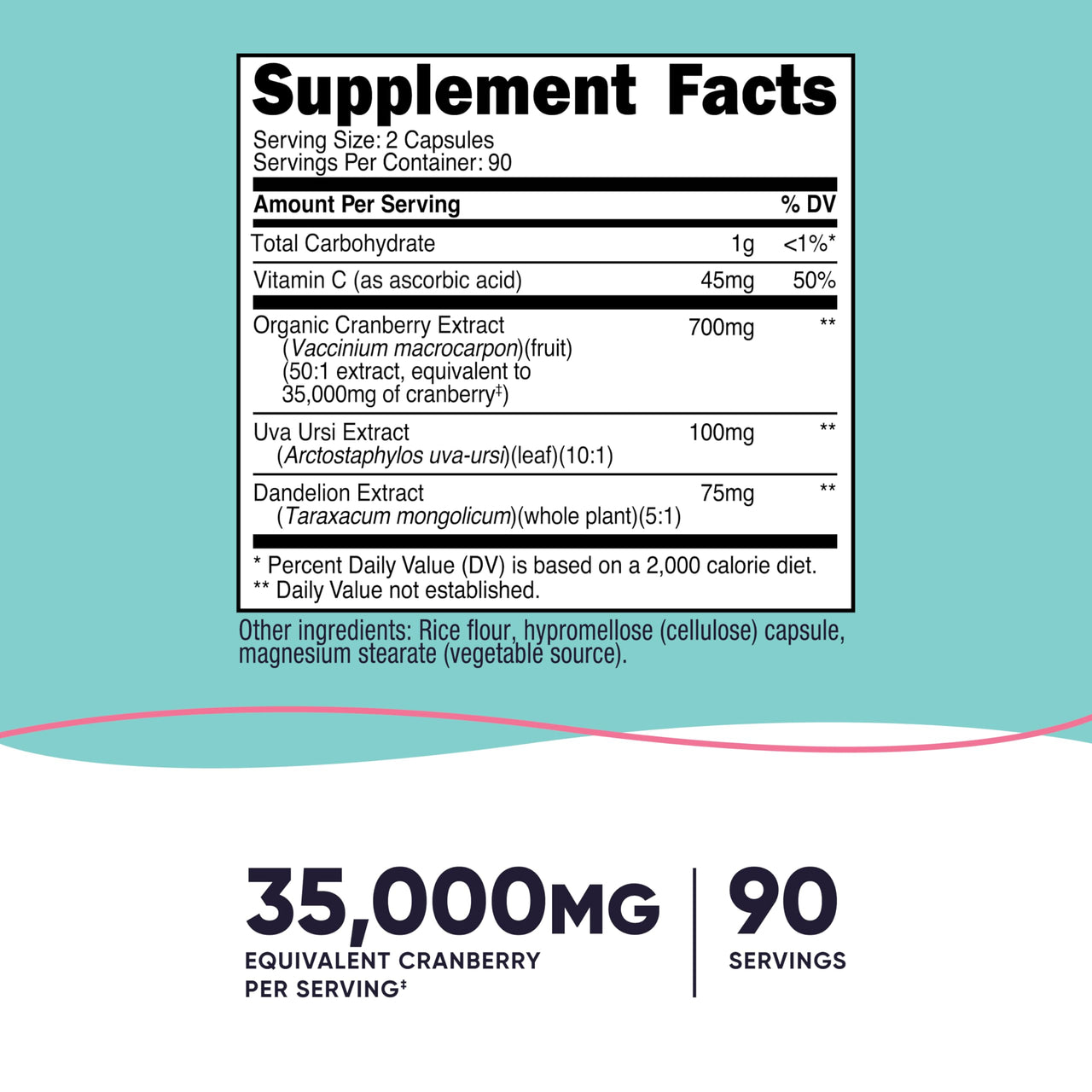 Nutricost Cranberry Extract for Women 35,000mg Equivalent from 700mg of 50:1 Extract, 180 Capsules for 90 Servings – with Vitamin C, Uva Ursi & Dandelion Root, Vegan, GMO-Free & Gluten-Free