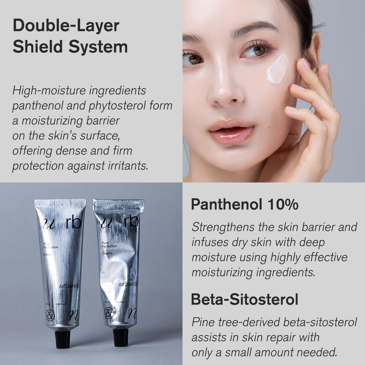 URBANAND Pure Perfection Cream, Vegan Korean Facial Moisturizer, Rich Moisturizing Cream with 10% Panthenol, for Dry and Irritated Skin (50ml / 1.69 fl. oz.), Korean Skin Care