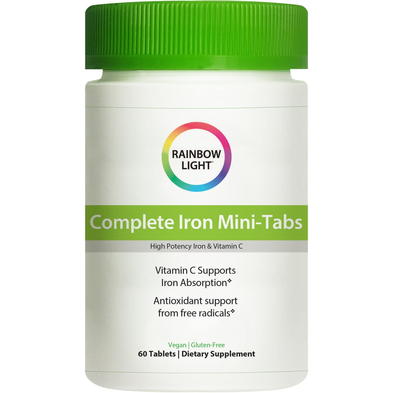 Rainbow Light Complete Iron Mini Tablets | 60 Count | High Potency Iron | with Vitamin C to Support Absorption | Supplement for Men and Women
