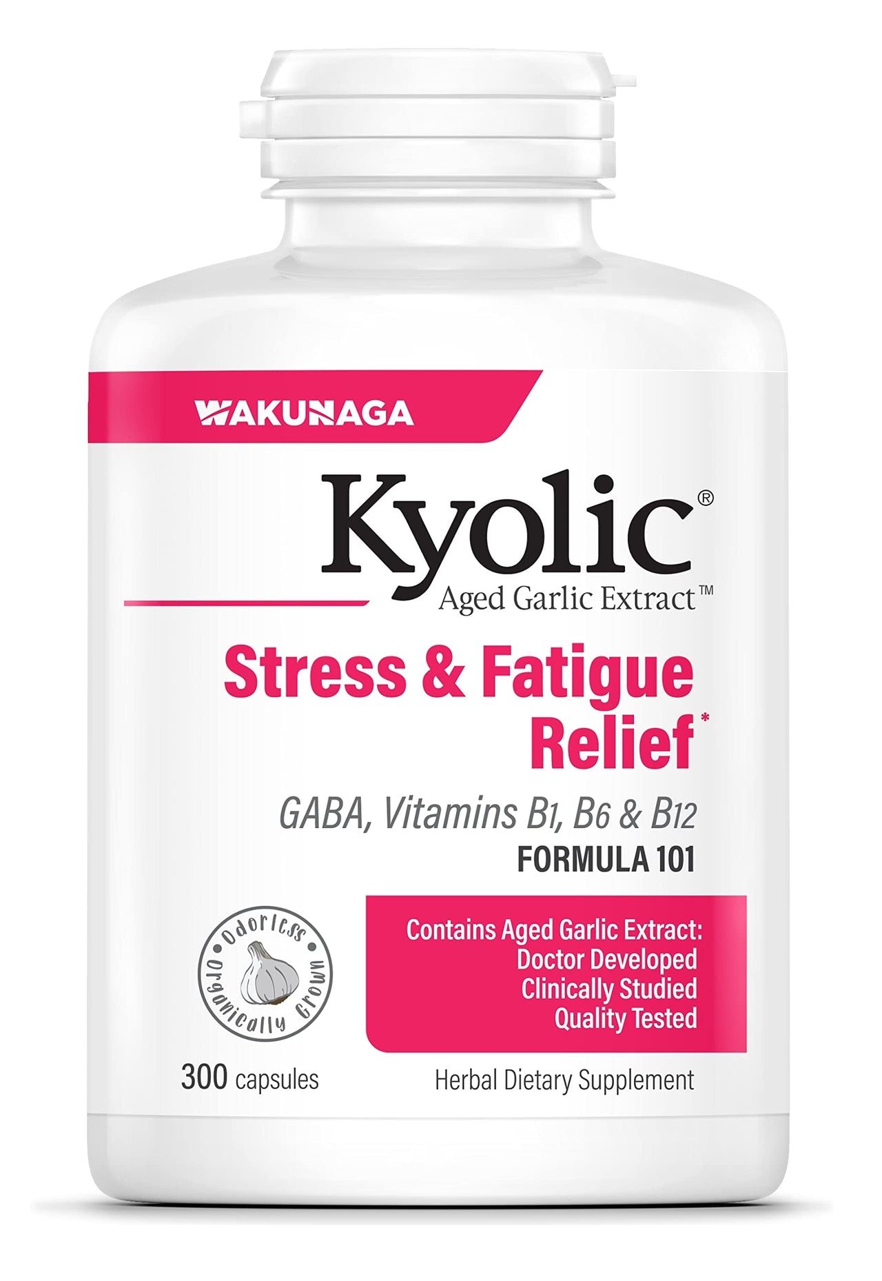 Kyolic Aged Garlic Extract Formula 101, Stress and Fatigue Relief*, 300 Capsules.