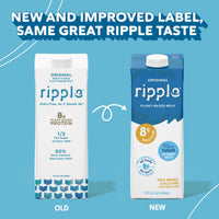 Thumbnail for Ripple Original Plant Based Milk | 8g of Quality Sourced Pea Protein, Calcium Rich | Shelf Stable | Vegan & Non GMO Certified | Dairy, Soy, Nut, Gluten, & Lactose Free | 32 Fl Oz Cartons (Pack of 6)