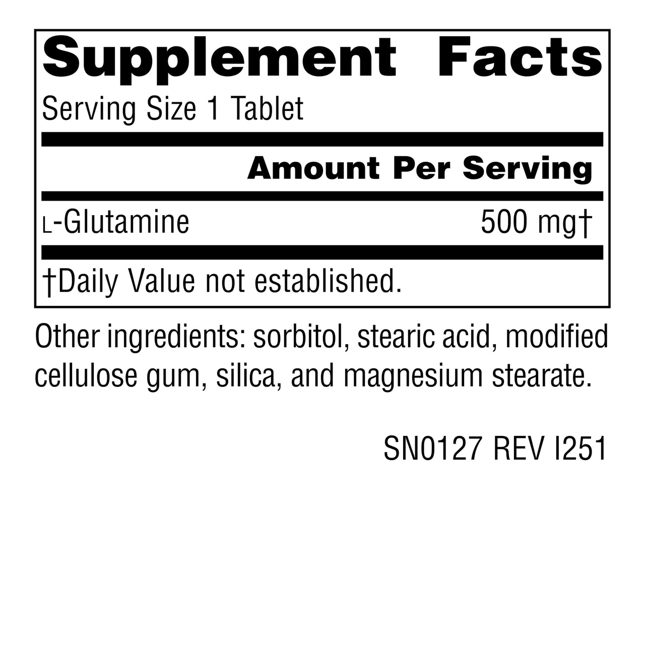 Source Naturals Free Form L-Glutamine - 500mg - 100 Tablets