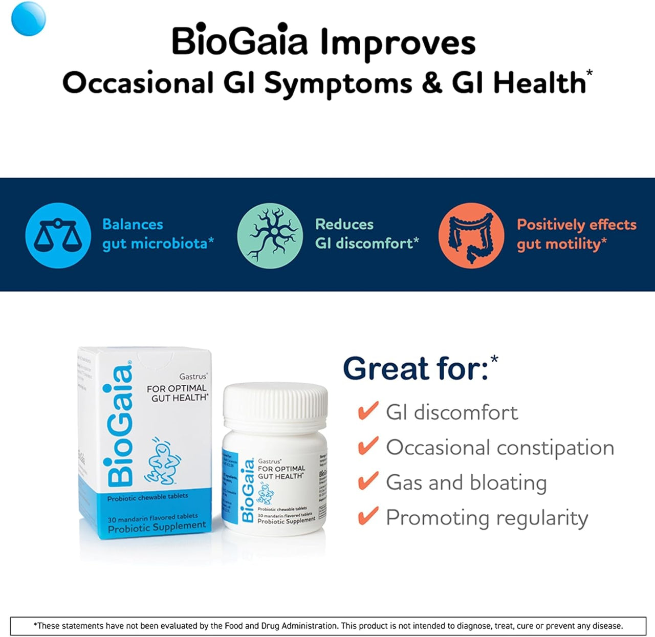 BioGaia Gastrus Chewable Tablets For Optimal Gut Health