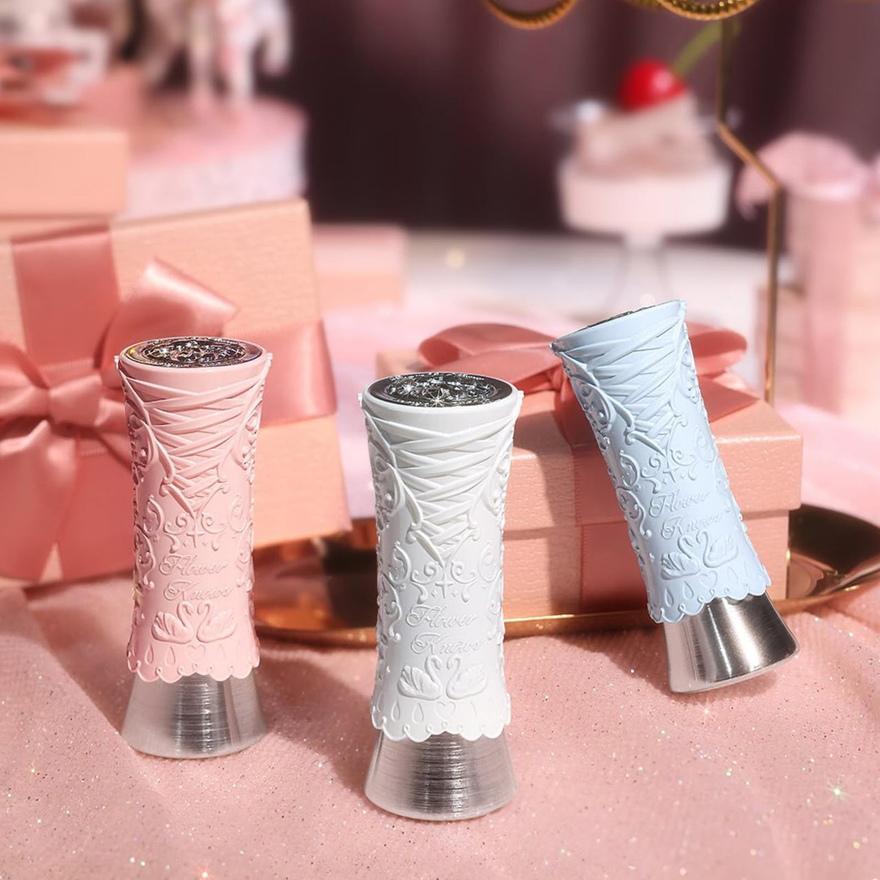 Flower Knows Swan Ballet Shine Lipstick,Hydrating Solid Lip Gloss,Moisturizing Red Tinted Lip Balm-Long Lasting Lip Gloss in Balm for Girls&Women(B09 Midsummer Night)