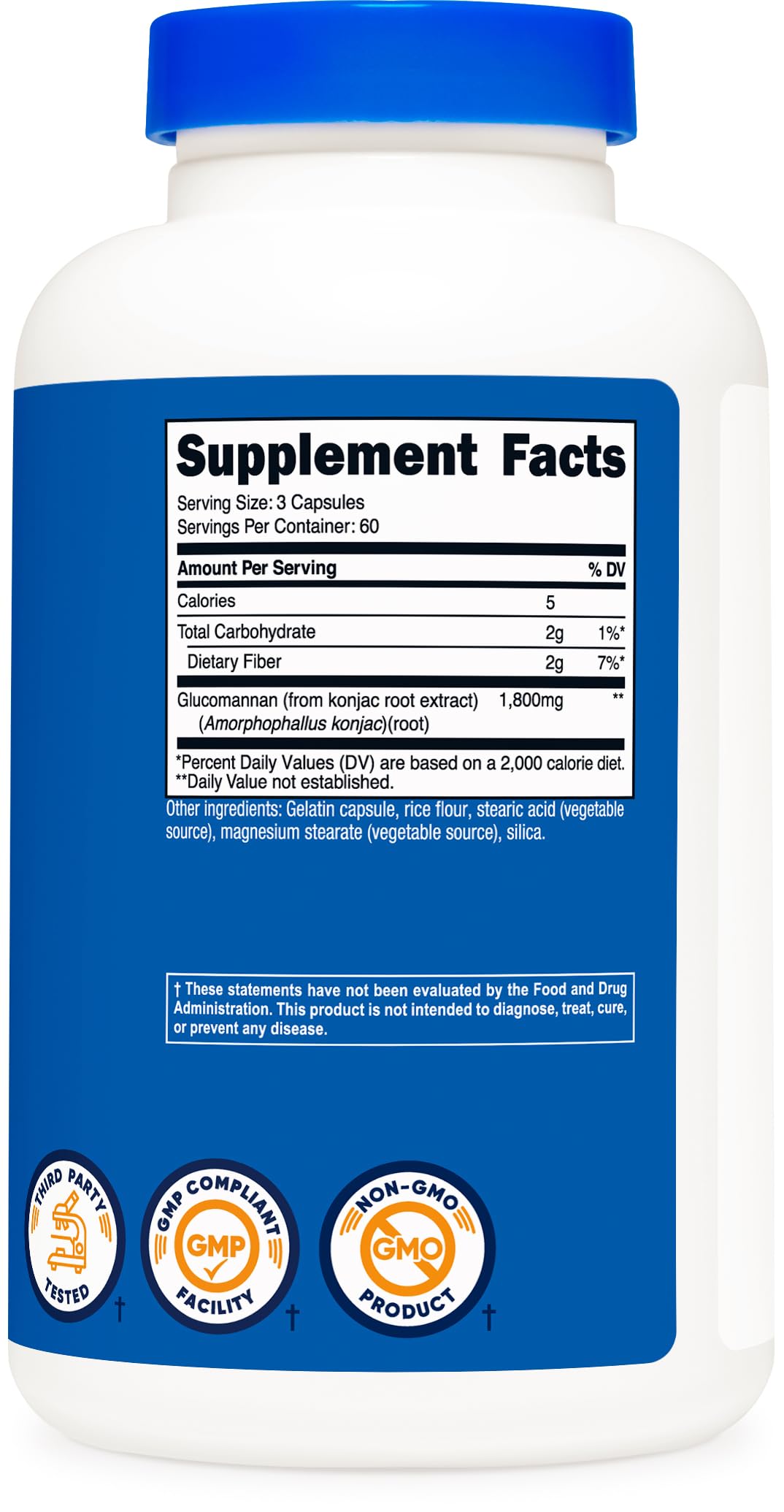 Nutricost Glucomannan 1,800mg Per Serving, 180 Capsules - Natural Fiber Source, Non-GMO, Gluten Free