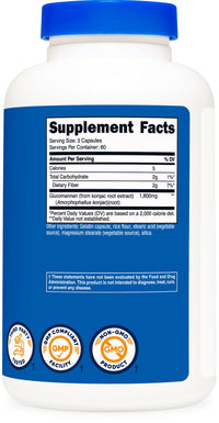 Thumbnail for Nutricost Glucomannan 1,800mg Per Serving, 180 Capsules - Natural Fiber Source, Non-GMO, Gluten Free