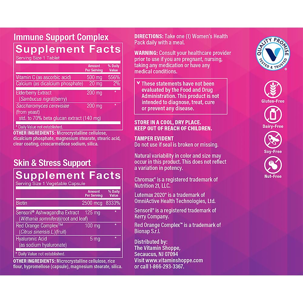 The Vitamin Shoppe WomenaTMs Health Packs A Daily Vitamin Packets for... - Premium Quality Health Support | Supplement | Daily Wellness