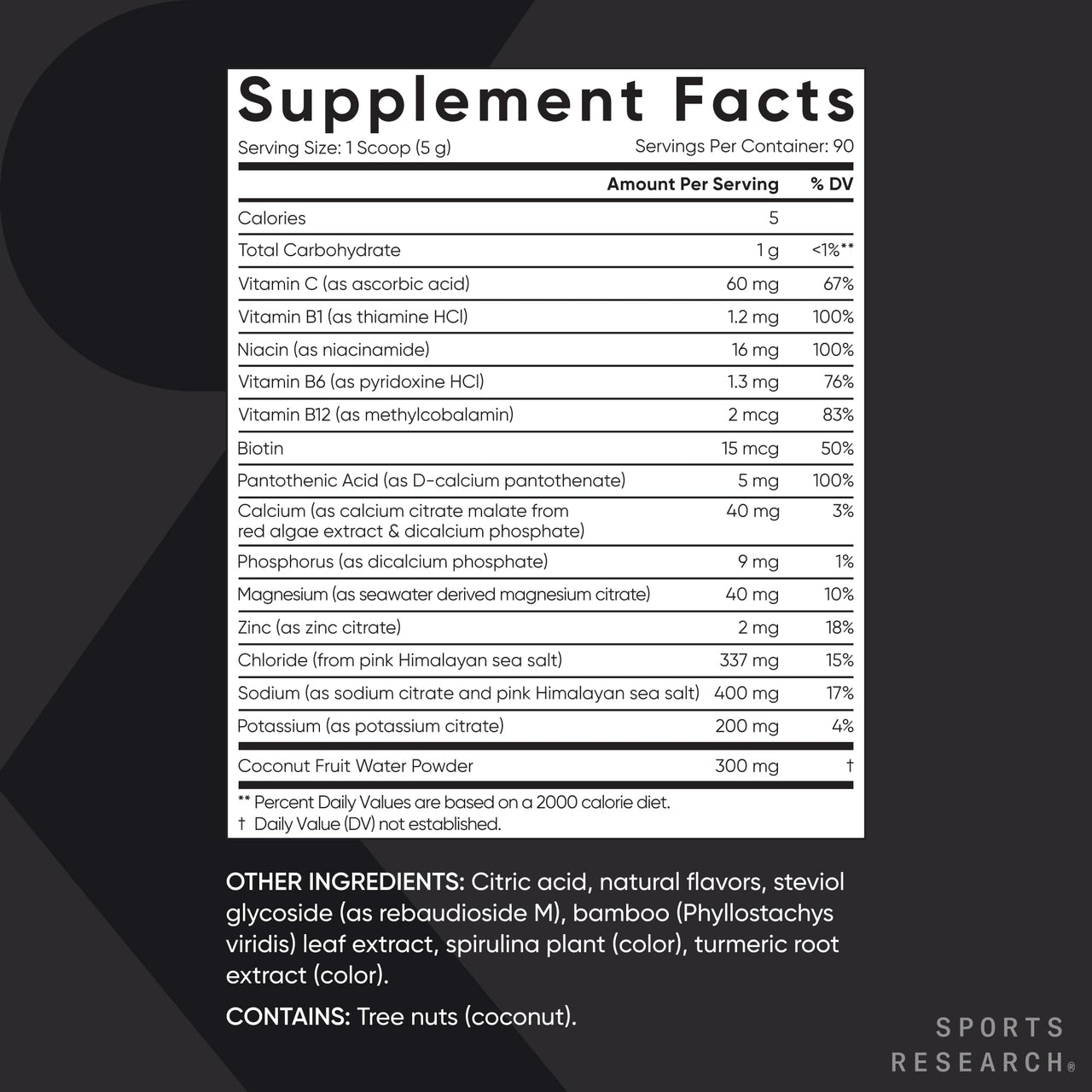 Sports Research Hydrate Electrolytes Powder - Sugar-Free & Naturally Flavored with Vitamins, Minerals, and Coconut Water - Supports Hydration - Passion Fruit & Lemon Lime