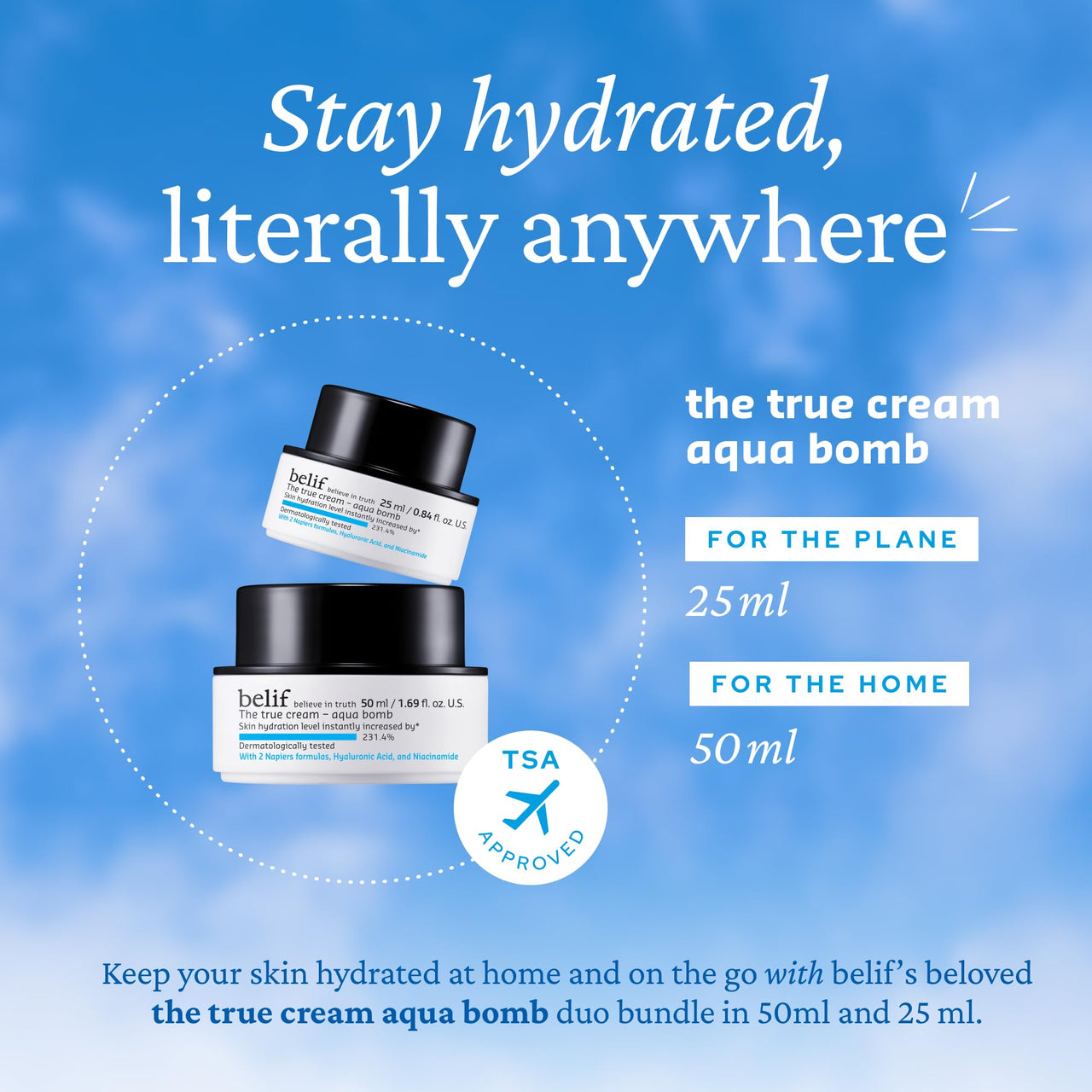belif Aqua Bomb Home & Away Set: Full Size & Mini Aqua Bomb Daily Lightweight Face Moisturizer