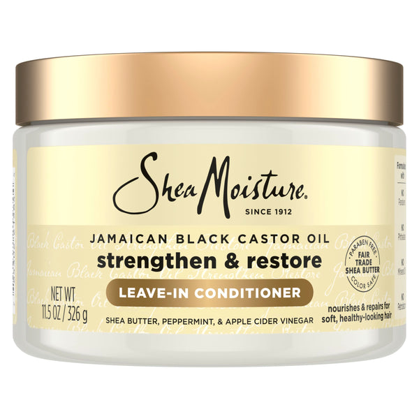 SheaMoisture Jamaican Black Castor Oil Leave In Conditioner 100% Pure Jamaican Black Castor Oil For Damaged Hair to Soften and Detangle Hair 11.5 oz