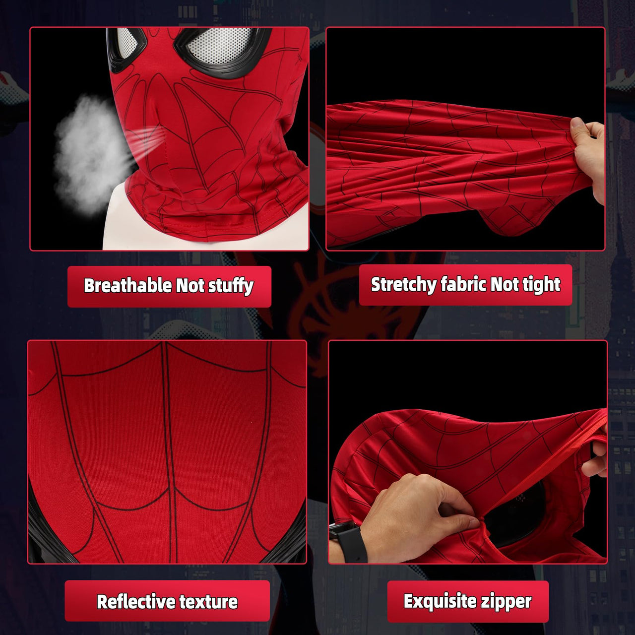 Shampoer Spider Superhero Dynamic Mask - Remote LED Light & Moving Mech Eyes for Immersive Hero Experience, Nice Choice for Superhero Fans