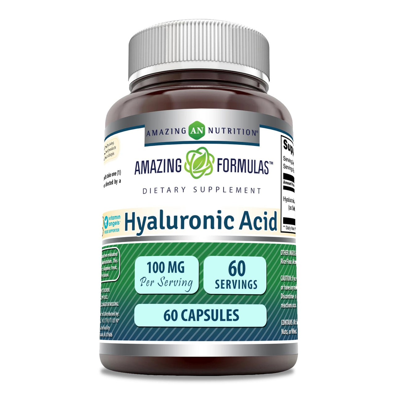 Amazing Formulas Hyaluronic Acid 100 Mg Supplement | Capsules | Non-GMO | Gluten-Free | Made in USA (1 Pack, 60 Count)
