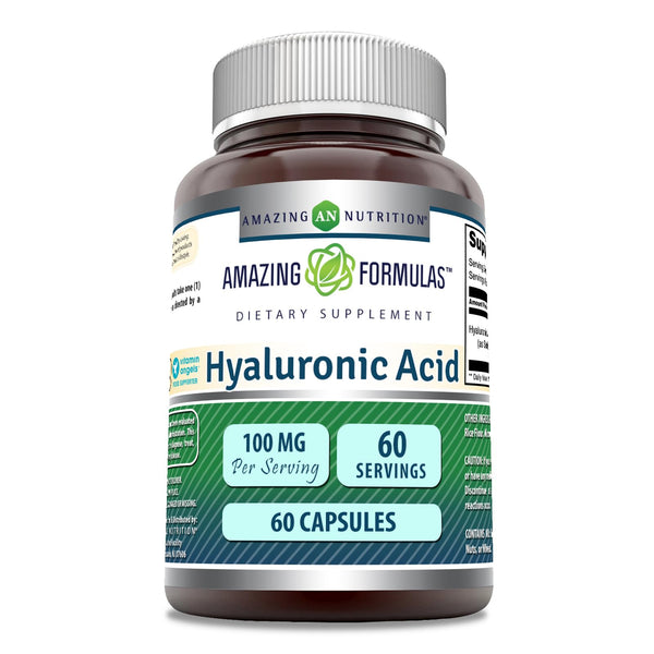 Amazing Formulas Hyaluronic Acid 100 Mg Supplement | Capsules | Non-GMO | Gluten-Free | Made in USA (1 Pack, 60 Count)