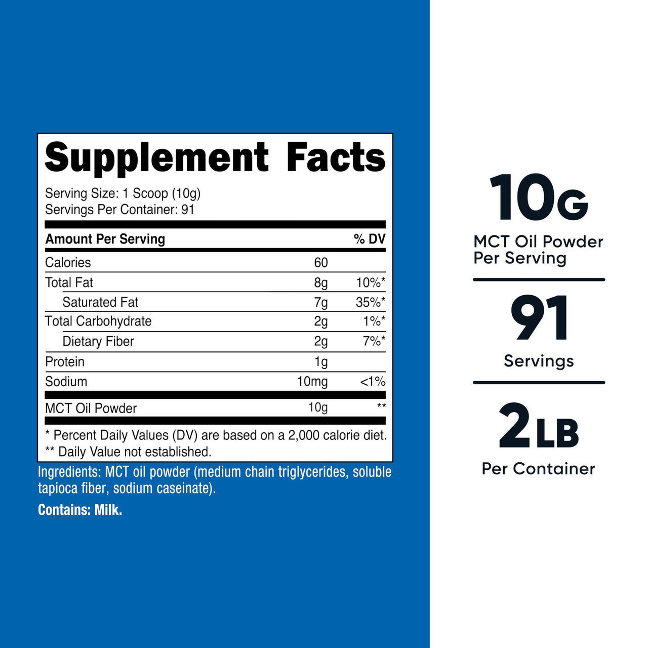Nutricost Premium MCT Oil Powder - Best for Keto, Ketosis, and Ketogenic Diets - Non-GMO and Gluten Free… (2 LB (Unflavored))