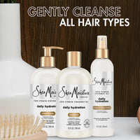 Thumbnail for SheaMoisture Shampoo & Conditioner + Leave-in Treatment, Daily Hydration with Coconut Oil, Hair Detangler, Frizz Control, Cruelty-Free (3 Piece Set)