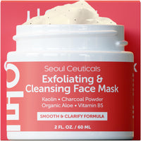 Thumbnail for SeoulCeuticals Korean Face Scrub - Exfoliating Face Mask Skincare K Beauty Mask for Glass Skin - Kaolin Clay + Charcoal Cream Exfoliant Mask 2oz