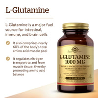 Thumbnail for Solgar L-Glutamine 1000 mg, 60 Tablets - Natural Muscle Food - Promotes Gastrointestinal (GI) Health - Supports Brain Health - Non-GMO, Vegan, Gluten Free, Kosher - 30 Servings