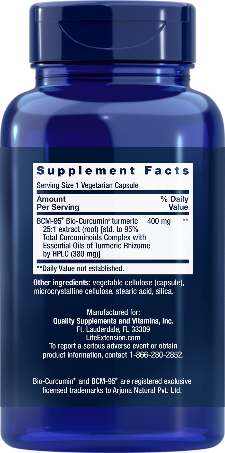 Life Extension Super Bio-Curcumin Turmeric Extract 400mg, 90 Veg Caps - Vegetarian Capsules - Non-GMO - Highly Absorbable