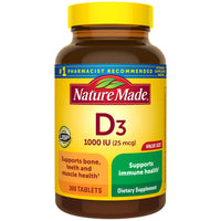 Thumbnail for Nature Made Vitamin D3 1000 IU (25 mcg), Vitamin D Supplement for Bone, Teeth, Muscle and Immune Health Support, 300 Tablets, 300 Day Supply