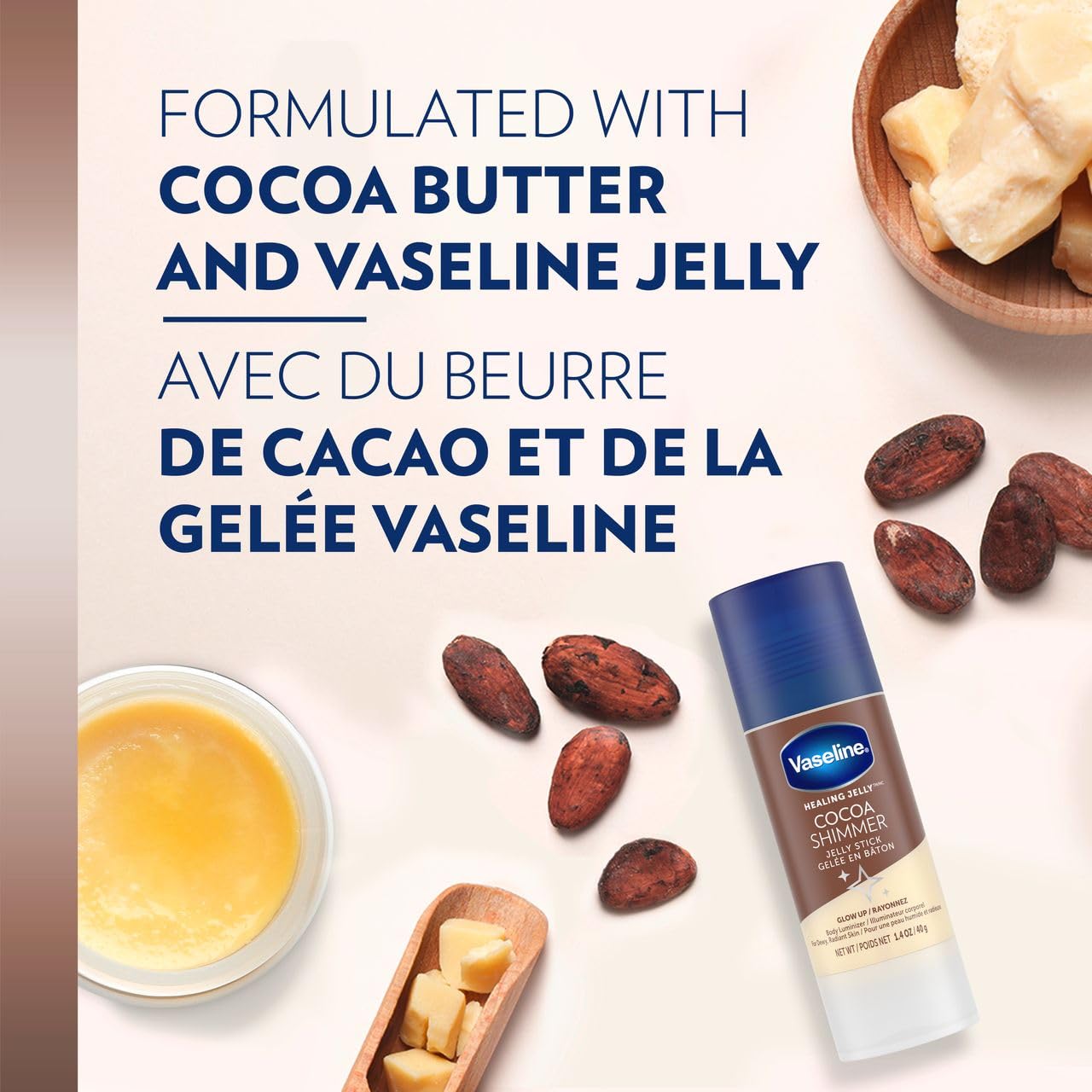 Vaseline Cocoa Shimmer Jelly Stick 3-Pack Ã¢â‚¬â€œ Non-Greasy Moisturizer for Glowing Skin, Face & Body Lotion, Travel-Size, 1.4 Oz Ea